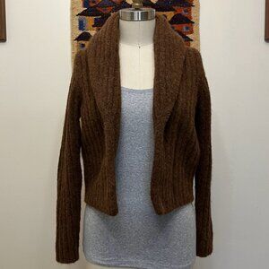NWT Banana Republic Fuzzy Alpaca Blend Ribbed Shawl Collar Cardigan, Size S
